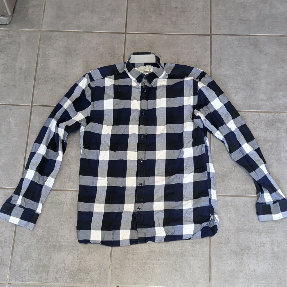 Jack & Jones Navy and White Plaid Shirt